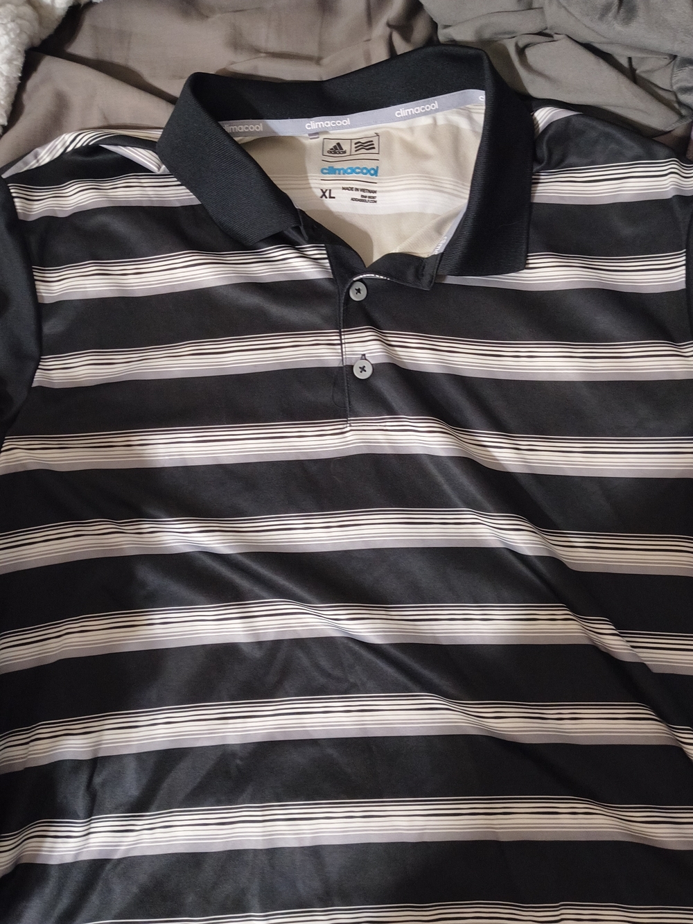 adidas climacool Black and White Striped Polo Shirt